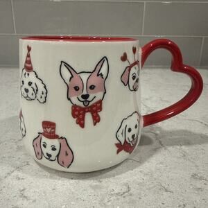 DOGS 3D Love Heart Shaped Handle Ceramic 20-oz Dog Mug Corgi Doodle Husky Pug